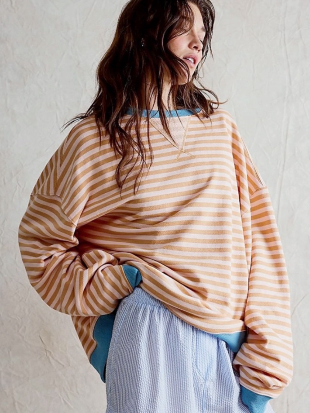 Free People | We The Free Classic Striped Oversized Crewneck Sweatshirt Size: XS
